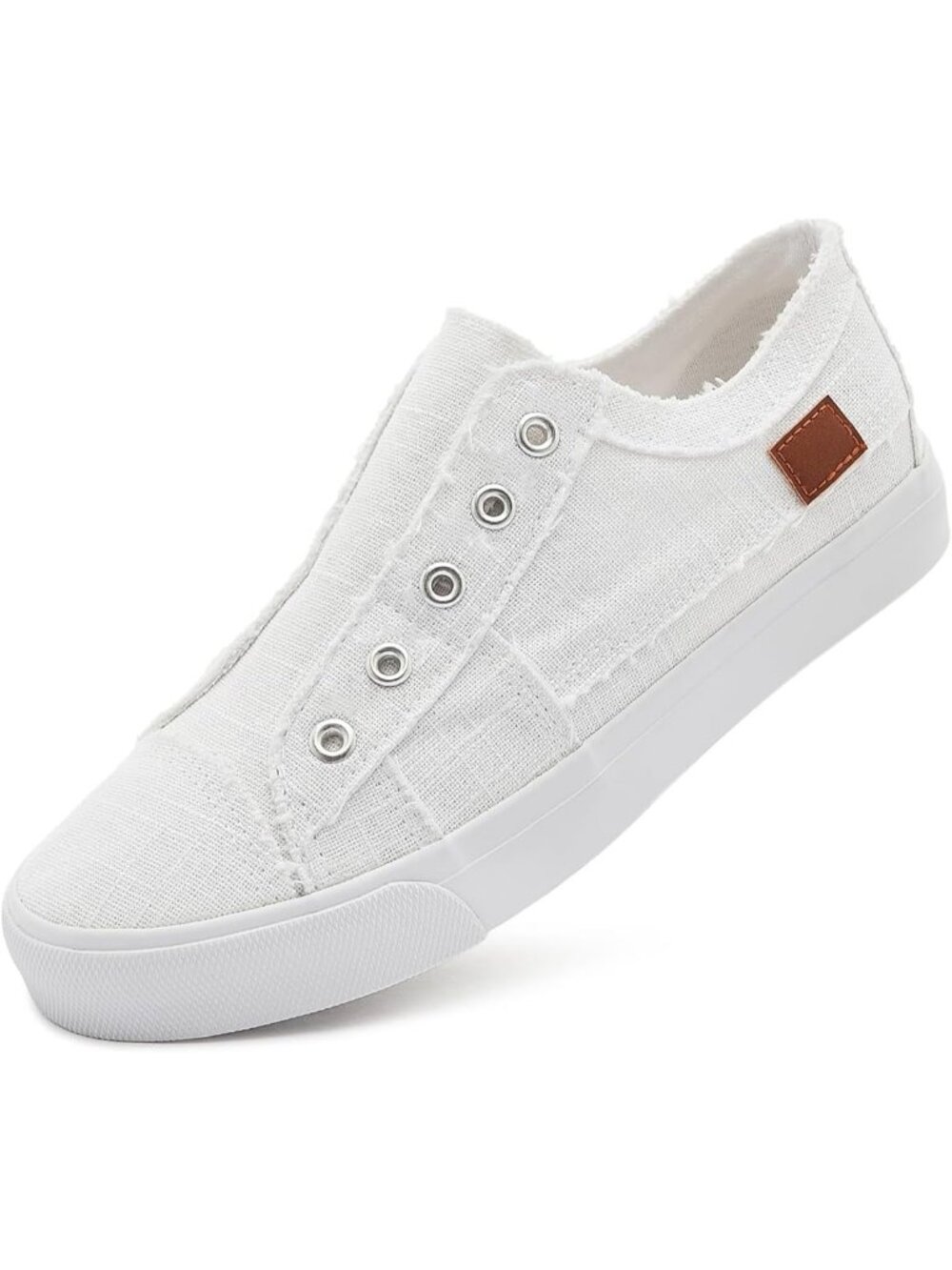 Womens White Canvas Slip On Canvas Sneakers Non Slip Casual Fashion Sneakers